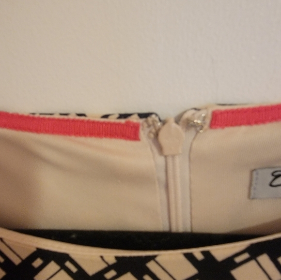 Eliza J Dress Womens size 10 Pleated Black Cream Academia Maximalist Half Sleeve - Picture 8 of 8